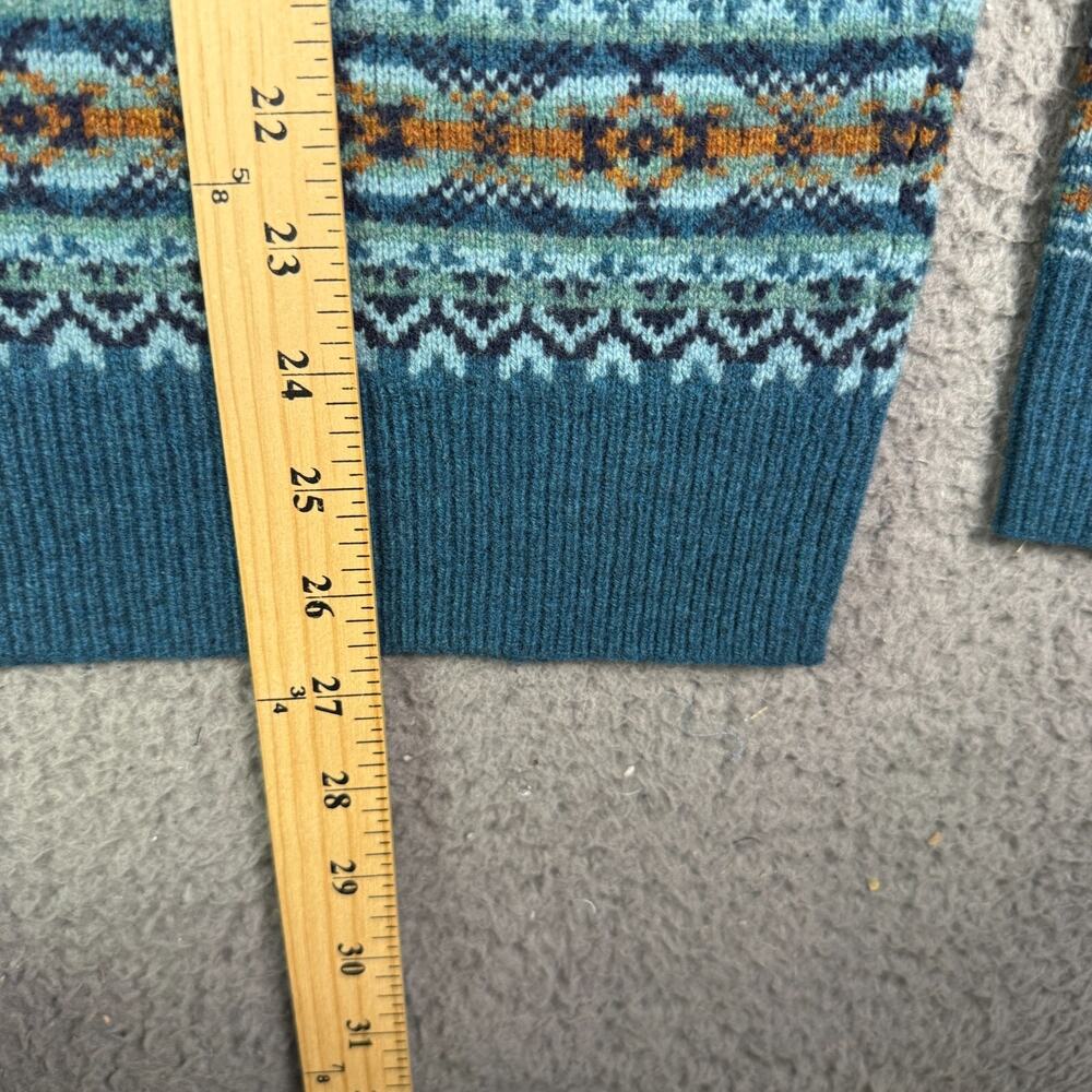 J. Crew Fair Isle Lambswool Sweater Mens M Blue Crew Neck Long Sleeve Pullover - Picture 8 of 8